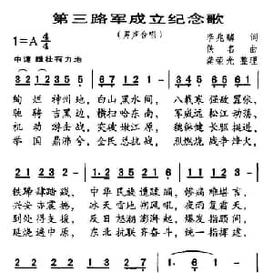 第三路军成立纪念歌_合唱歌谱_词曲:李兆麟 龚荣光整理