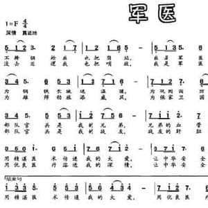 军医_民歌简谱_词曲:张立国 陈密娜
