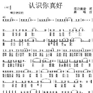 认识你真好_通俗唱法乐谱_词曲:荷花清音 晨峰