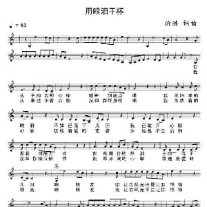 用眼泪干杯_通俗唱法乐谱_词曲:治洪 治洪