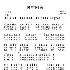 过年回家_通俗唱法乐谱_词曲:刘岐山 刘北休