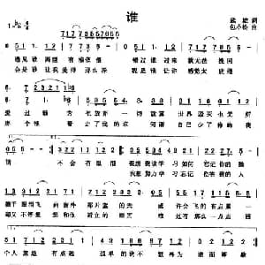谁_通俗唱法乐谱_词曲:武雄 包小松