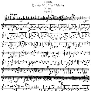 小提琴谱 | Mozart Quartet No.5 in F Major,K.158 Violin 2分谱