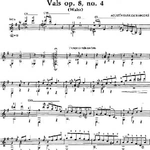 Vals op.8no.4 吉他谱 奥古斯汀 巴里奥斯 曼戈雷 Agustin Barrios Mangore