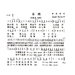 不同_通俗唱法乐谱_词曲:徐世珍 Englev Martin