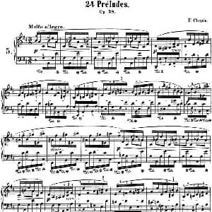 肖邦 24首钢琴前奏曲 Op.28 No.5 D大调 钢琴谱 肖邦