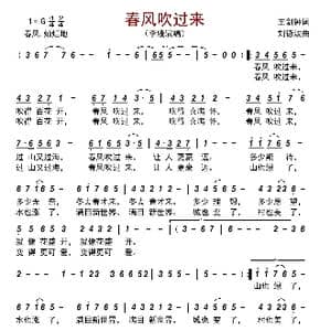 春风吹过来_歌曲简谱_词曲:李媛 王剑钟