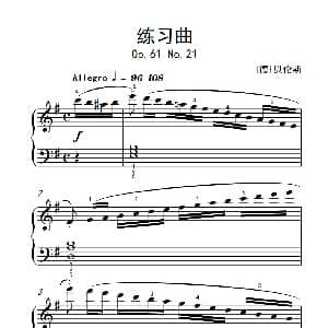 第五级 3.练习曲 中央音乐学院 钢琴 业余 考级教程 4 6级 德 贝伦斯