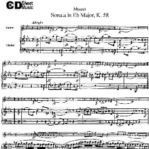 小提琴谱 | Violin Sonata in Eb Major K.58 小提琴 钢琴伴奏