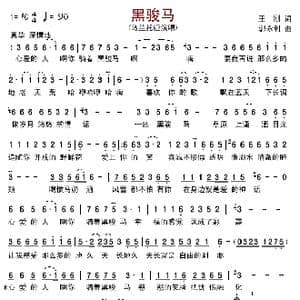 黑骏马_歌曲简谱_词曲:王刚 郭永利