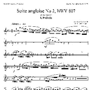萨克斯谱 | Suite anglaise No 2,BWV 807 法国组曲之二 前奏曲 高音萨克斯分谱 巴赫