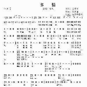 多情_歌谱投稿_词曲:王中言 张洪量