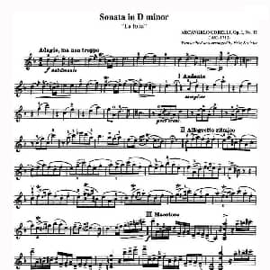 小提琴谱 | Sonata in D minor D小调奏鸣曲 La folia Op.1,No.12