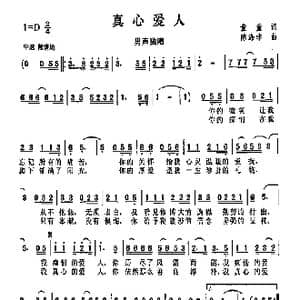 真心爱人_歌曲简谱_词曲:童童 陈涤非
