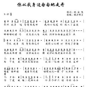 你从我身边匆匆地走开_通俗唱法乐谱_词曲:倪金茂 轻云望月