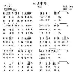 人到中年_民歌简谱_词曲:林红 孙学强