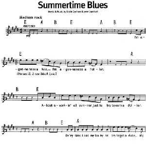 蓝调音乐:Summertime Blues_外国歌谱