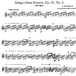 Adagio from SonataOp.27No.2 吉他谱 奥古斯汀 巴里奥斯 曼戈雷 Agustin Barrios Mangore