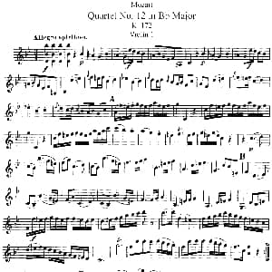 小提琴谱 | Mozart Quartet No.12 in Bb Major,K.172 Violin 1分谱