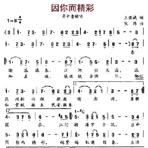 因你而精彩_美声唱法乐谱_词曲:王道斌 宋炜