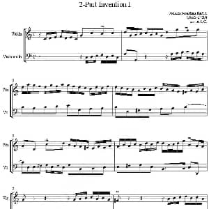 2 Part Invention I 二部创意曲 No.1 小提琴 大提琴二重奏 巴赫