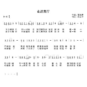 走进舞厅_通俗唱法乐谱_词曲:孤狼星 阿汝汗
