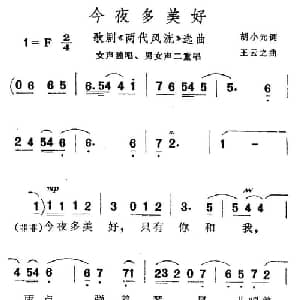 今夜多美好_美声唱法乐谱_词曲:胡小元 王云之
