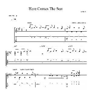 古典吉他 The Beatles Here Comes The Sun 吉他谱