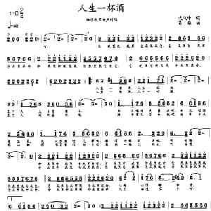 人生一杯酒_通俗唱法乐谱_词曲:代伐钟 高绿
