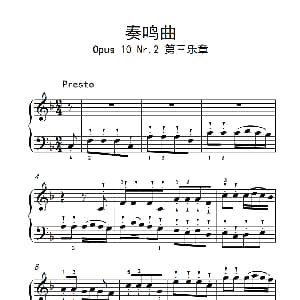 奏鸣曲 Opus 10 Nr.2 第三乐章 钢琴谱 贝多芬