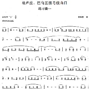 巴乌五级考级曲目 练习曲 1 4