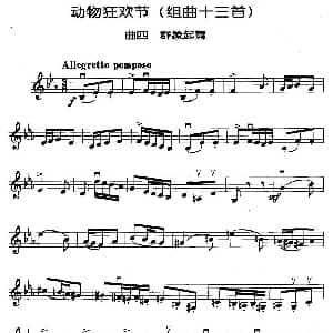 小提琴谱 | 动物狂欢节组曲 四 群象起舞 法 圣桑原曲 马景林改编