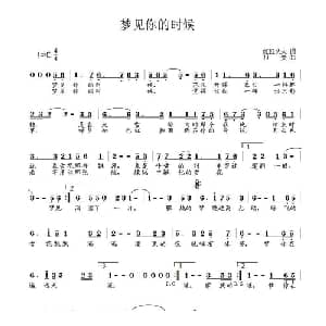梦见你的时候_通俗唱法乐谱_词曲:红红火火 村夫