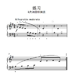 练习 G大调音阶指法 钢琴谱