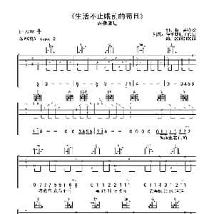 许巍 生活不止眼前的苟且 高清吉他谱_歌曲简谱_词曲:高晓松 高晓松