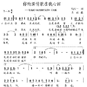 你的深情就在我心田_通俗唱法乐谱_词曲:钱五一 方石