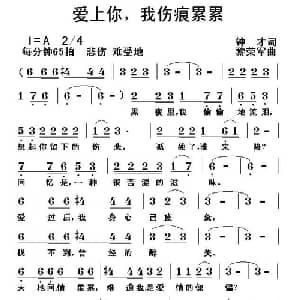 爱上你,我伤痕累累_通俗唱法乐谱_词曲:钟才 黎荣军