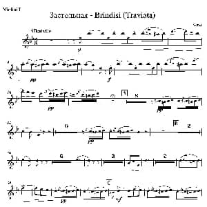 小提琴谱 | 饮酒歌 管弦乐队2把小提琴分谱 意 威尔第