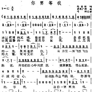 你要等我_通俗唱法乐谱_词曲:向雪怀 芹泽广明