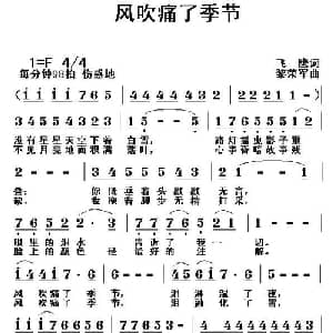 风吹痛了季节_通俗唱法乐谱_词曲:飞鹰 黎荣军