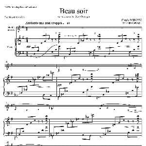 萨克斯谱 | 美丽的黄昏 1=G中音萨克斯 钢琴伴奏 德彪西