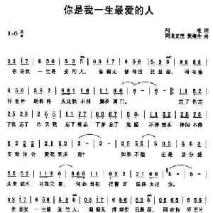 你是我一生最爱的人_通俗唱法乐谱_词曲:阿唯 阿龙正罡 樊桐舟