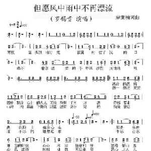 但愿风中雨中不再漂流_民歌简谱_词曲:荣亚楠 荣亚楠