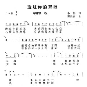 透过你的双眼_通俗唱法乐谱_词曲:小轩 谭继常