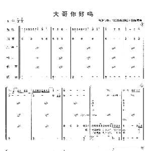 大哥你好吗_歌曲简谱