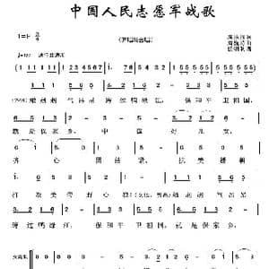 军旅歌曲100首:中国人民志愿军战歌_歌曲简谱_词曲:庥扶摇 周巍峙