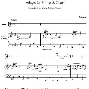 小提琴谱 | Adagio for Strings & Organ 柔板 小提琴 钢琴伴奏 Albinoni 阿尔比诺尼