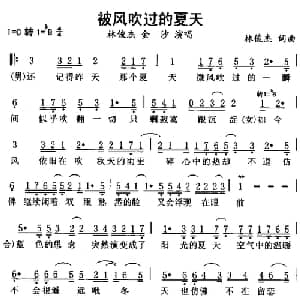 被风吹过的夏天_通俗唱法乐谱_词曲:林俊杰 林俊杰