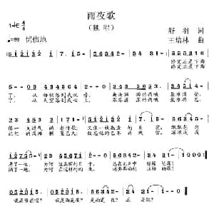 雨夜歌_通俗唱法乐谱_词曲:舒羽 王培林