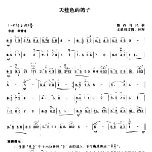 二胡谱 | 天蓝色的鸽子 墨西哥民歌 王莉莉订谱
